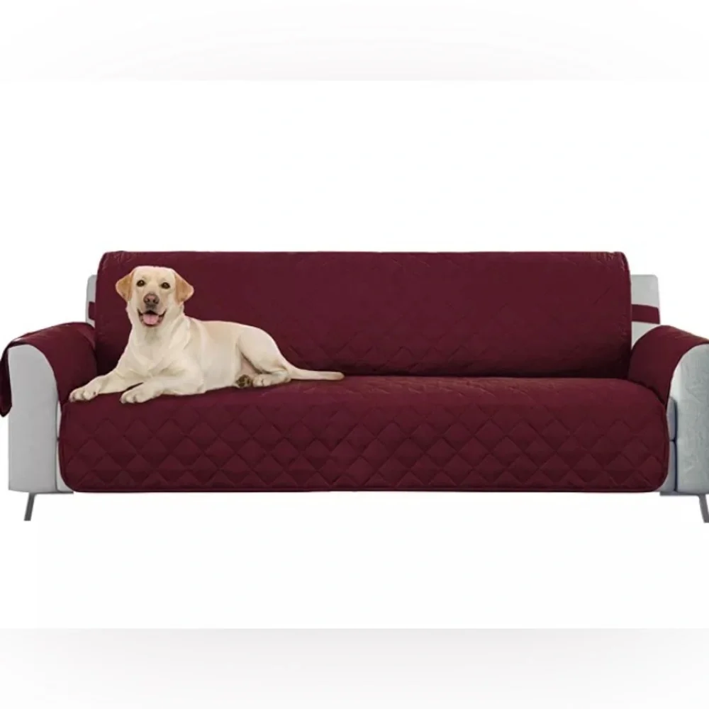 Luxurious Burgundy Quilted Sofa Cover couch cover